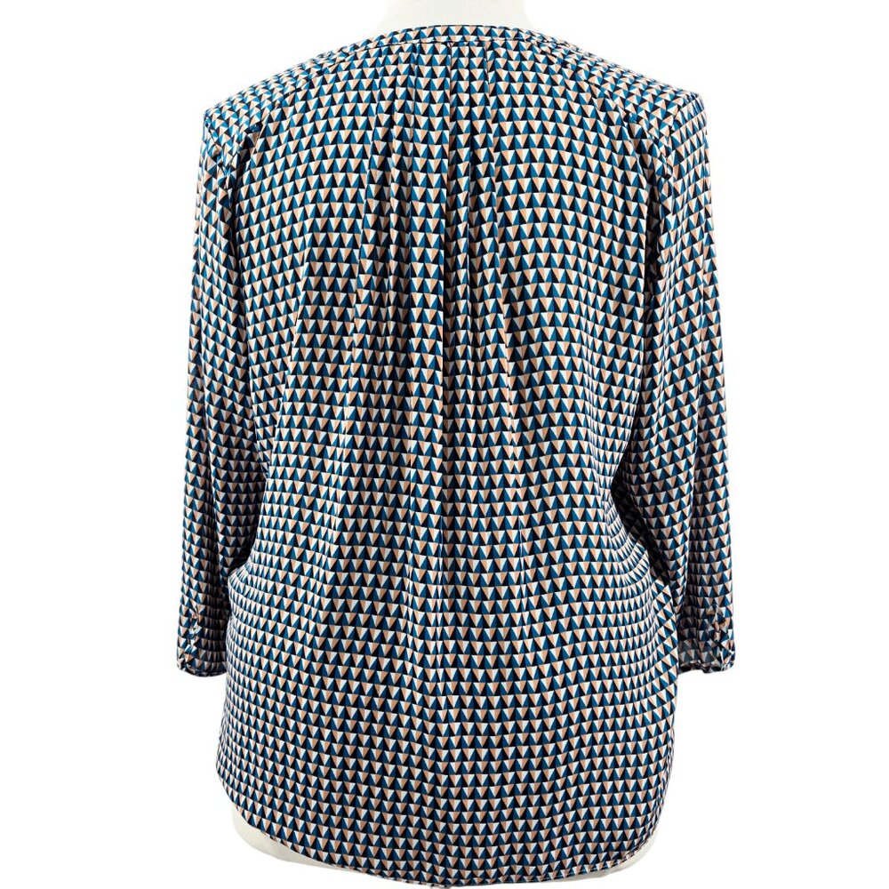 NYDJ Multicolor Triangle Geometric Split Neck Blo… - image 2